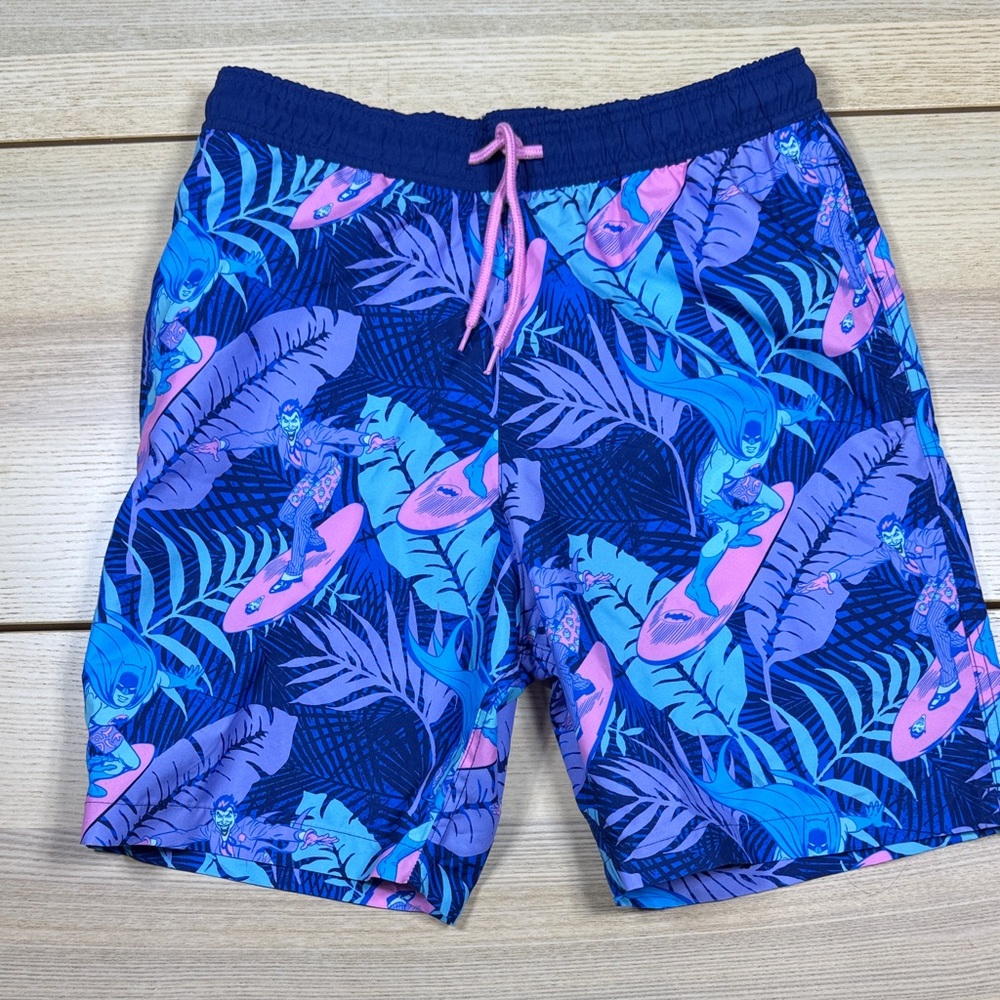 Batman‎ Joker Surfing Tropical Swim Trunks Mens Small Blue Purple Board Shorts